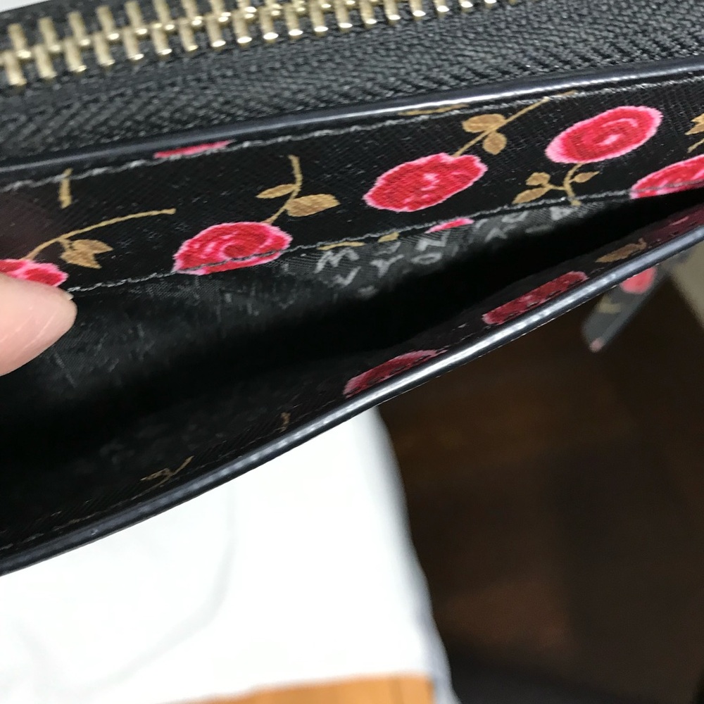 Kate Spade New York Laurel Way Neda Zip Black and Pink Floral Wallet EUC - Picture 4 of 6